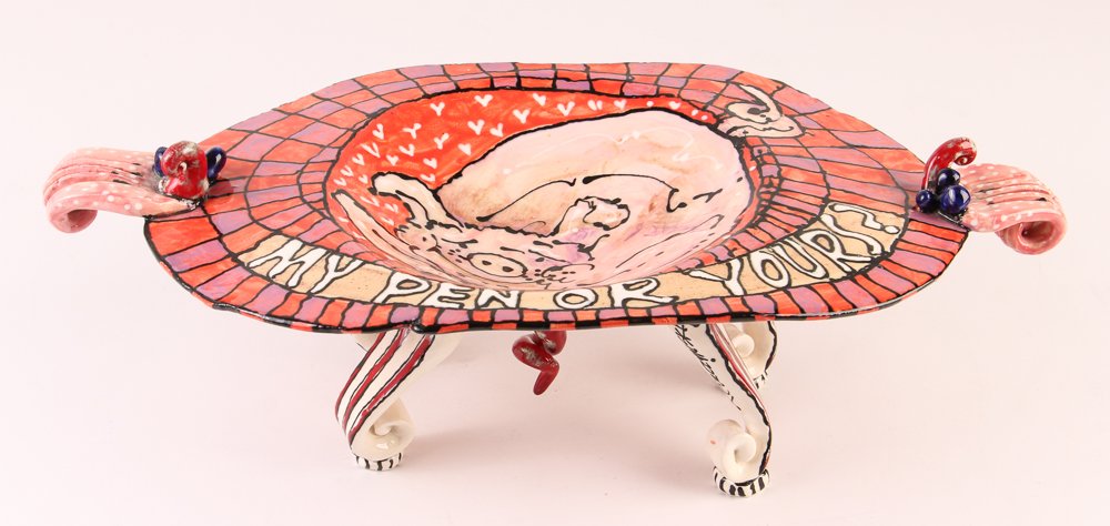 Ron Korczynski Ceramic Footed Pig Bowl (1 of 7)