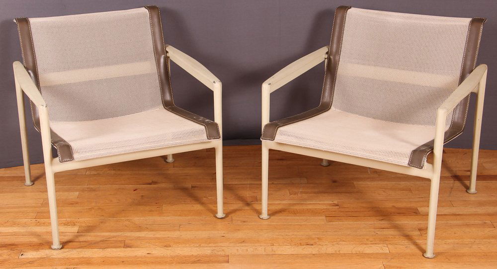 2 Richard Schultz for Knoll 1966 Collection Lounge: Artist:Schultz, Richard for Knoll Title:2 Richard Schultz for Knoll 1966 Collection Lounge Chairs Date:c. 1960s Medium: enamel, aluminum, leather, synthetic fiber mesh Dimensions: 30 x 28 x 29 i