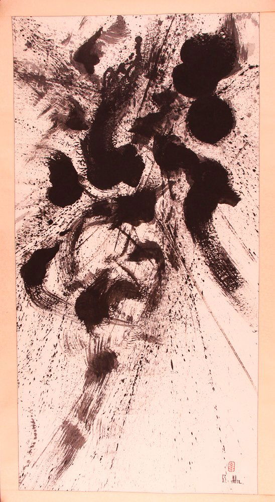 Modern Abstract Expressionist Ink Painting on Scroll (1 of 5)