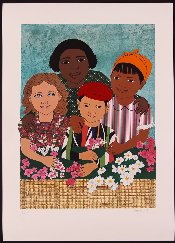 Elizabeth Catlett Children with Flowers litho (1 of 6)