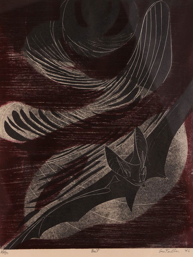 Sue Fuller Bat 1946 Woodblock Print (1 of 6)