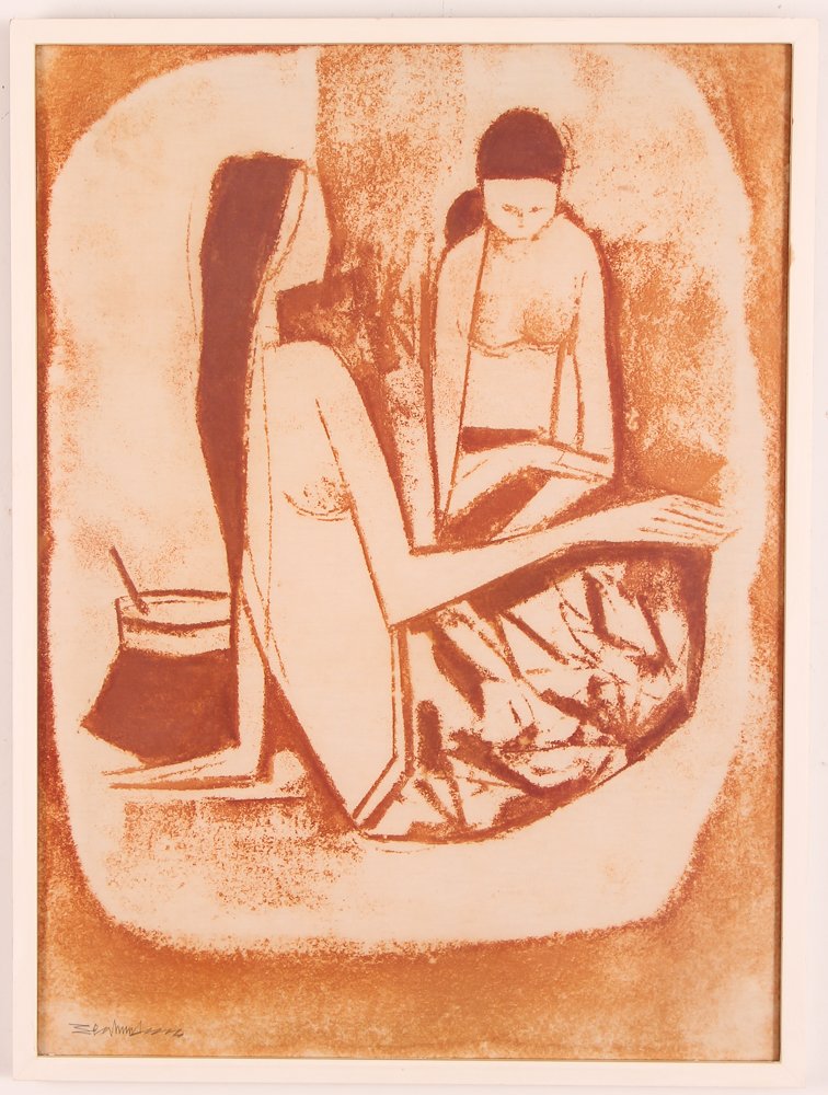 Seah Kim Joo Malay Women Scene Painting on Silk (1 of 6)