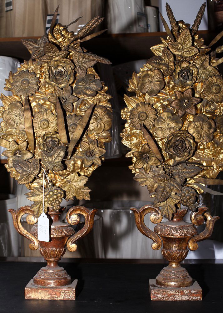 Assorted Wood and Brass Floral Garniture (1 of 5)