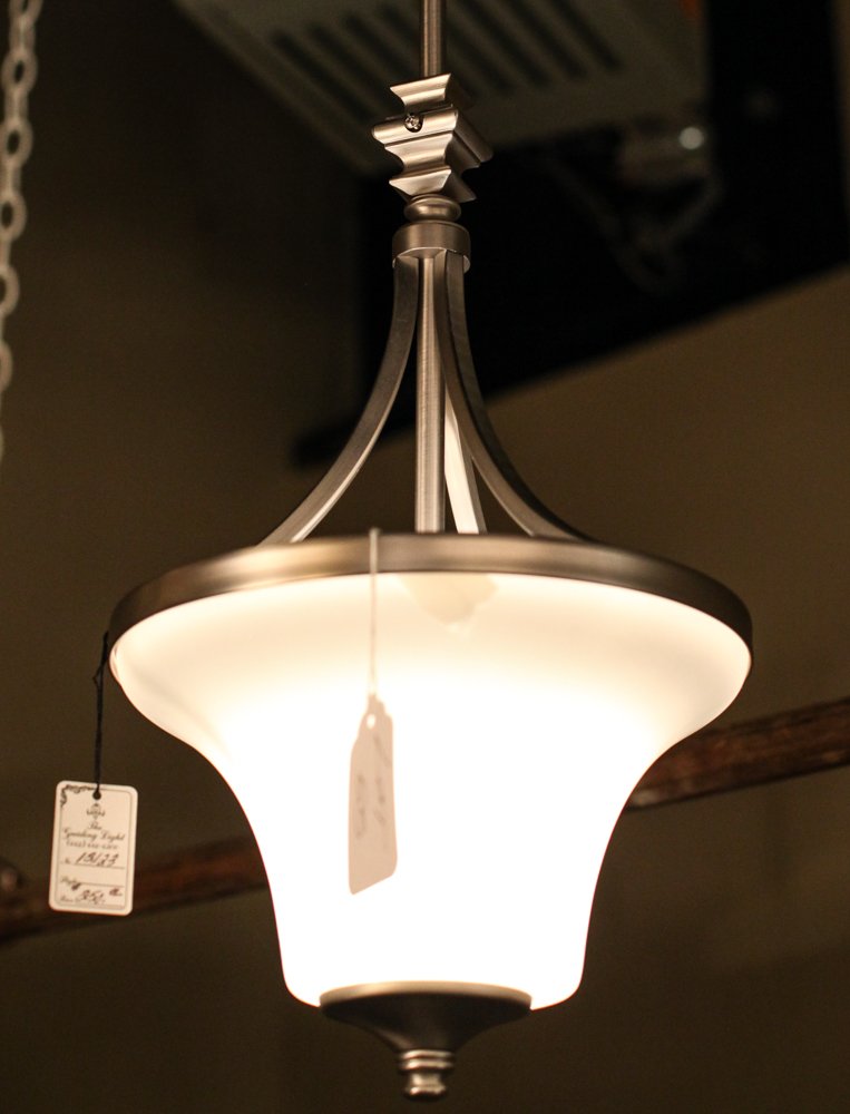 Art Deco Style Brushed Chrome/Frosted Glass Pendant (1 of 1)