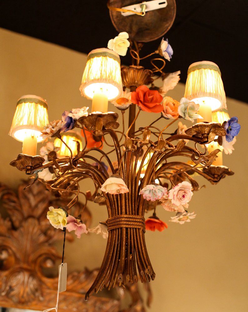 Flower Bouquet Metal/Porcelain Chandelier (1 of 1)