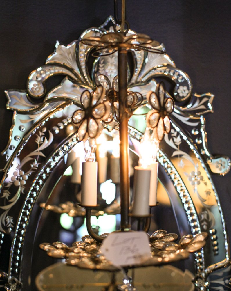 Pair 3 Light Floral Bronze Drop Lights (1 of 1)