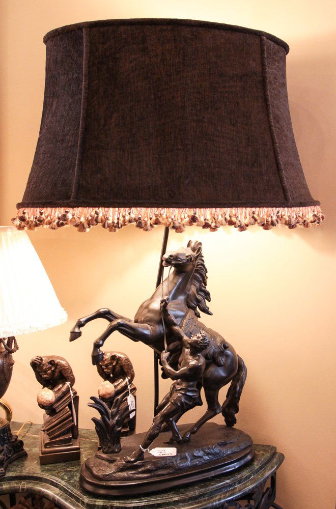 Pair Monumental Lamps Marley Horse by Coustou (1 of 2)