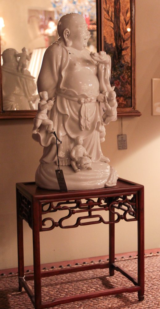 Ceramic Buddha with Wood Stand (1 of 2)