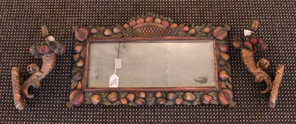 Italian Carved Mirror and Sconces (1 of 1)