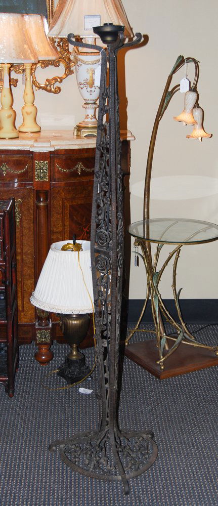 French Art Deco Wrought Iron Floor Lamp (1 of 4)