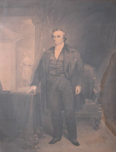 2 19th Century engravings, William Pitt and Daniel: The Right Honorable William Pitt and Daniel Webster Artist: Hopper, after John engraved by George Clint; after Chester Harding engraved by Smith two portrait engravings of famous historical figures, T