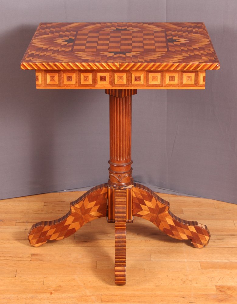 Folk/Tramp Art Footed Game Table (1 of 9)