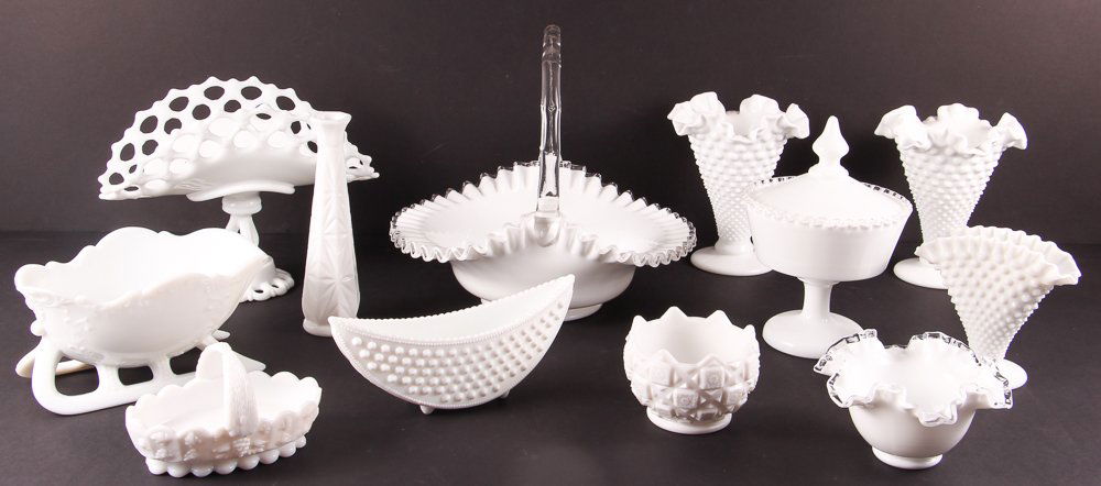 12 Assorted Decorative Household Milk Glass (1 of 6)