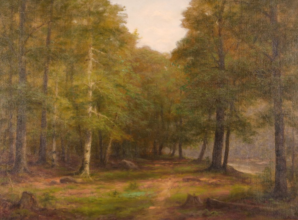 George Hetzel 1897 ptg.  "Bank of Slippery Rock Creek" (1 of 6)