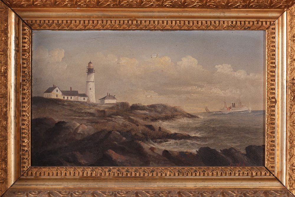George Hathaway 19th Century ptg. "Portland Lighthouse" (1 of 7)