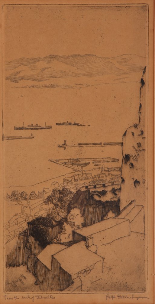 2 Ralph Seymour etchings "From the Rock of Gibraltar" & (1 of 2)