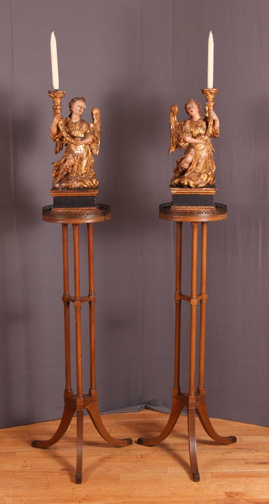 Continental Carved and Polychromed Wood Angels (1 of 9)