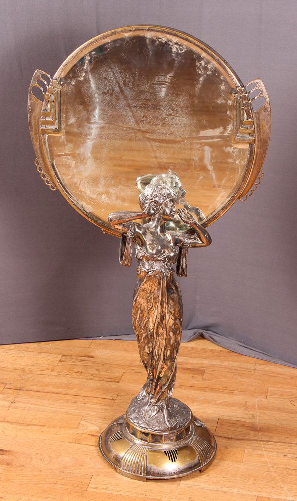 Austrian Art Nouveau pewter mirror/sculpture (1 of 8)