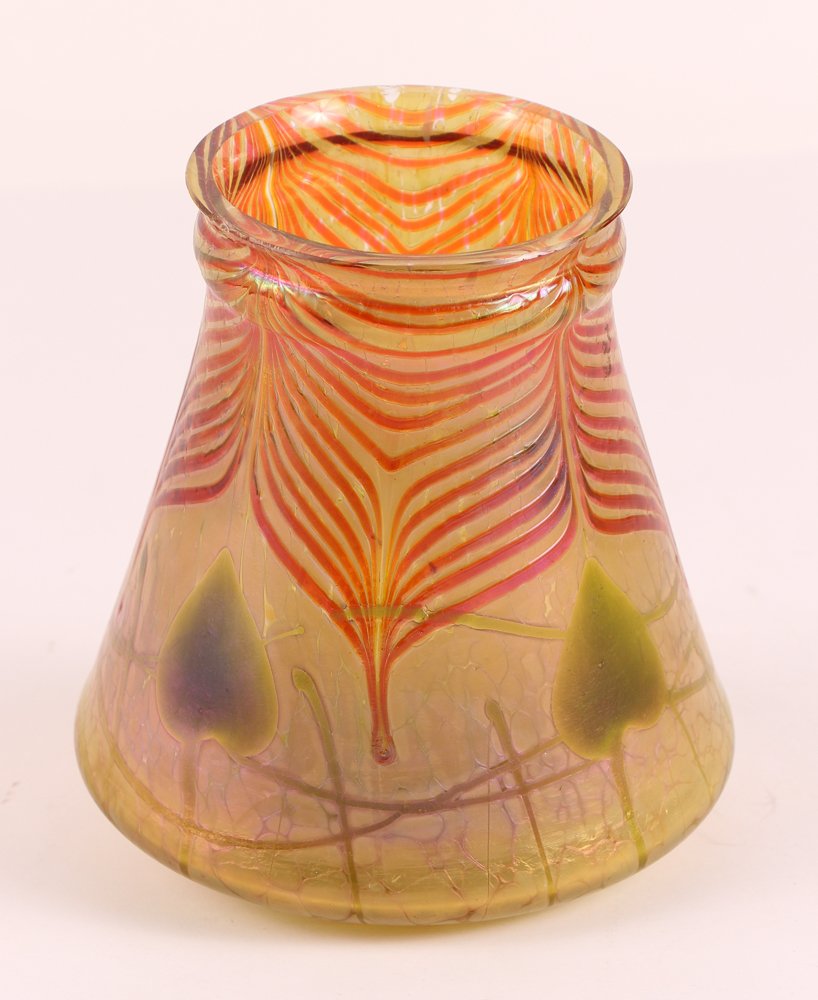 Glass Shade with Pulled Feather/Leaf Design, possibly (1 of 9)