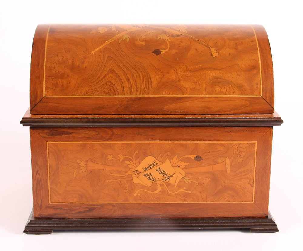 Marquetry Thorens Switzerland Inlaid Dome Top Music Box (1 of 7)