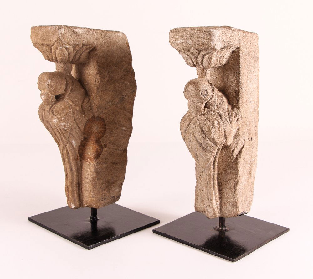 Pair of Romanesque Carved Stone Architectural Corbels (1 of 7)