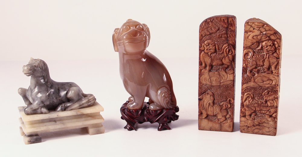 Pr Chinese Seals & polished stone foo dog (1 of 5)
