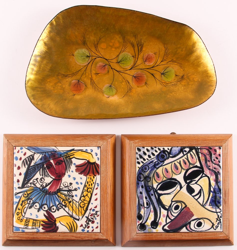 2 Virgil Cantini framed tiles  & California Cloisonné (1 of 6)
