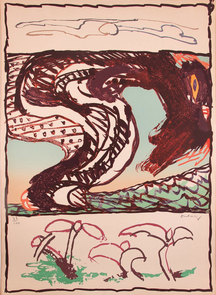 Pierre Alechinsky 1977 signed litho "Composition" (1 of 7)