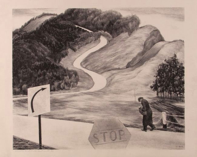 2  Wilfred Readio lithos, Trout Water & Curves and (1 of 6)