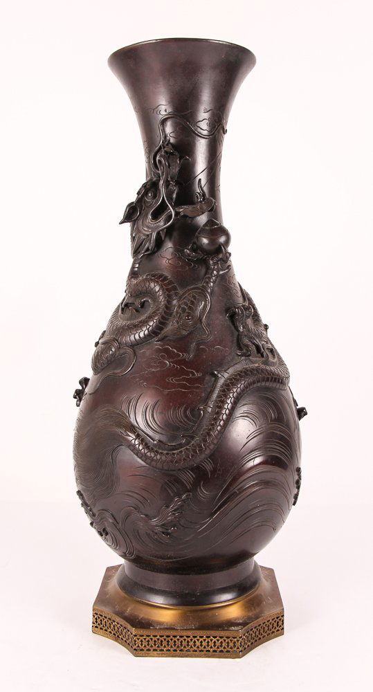 Large & Elaborate Meiji Bronze Vase (1 of 10)