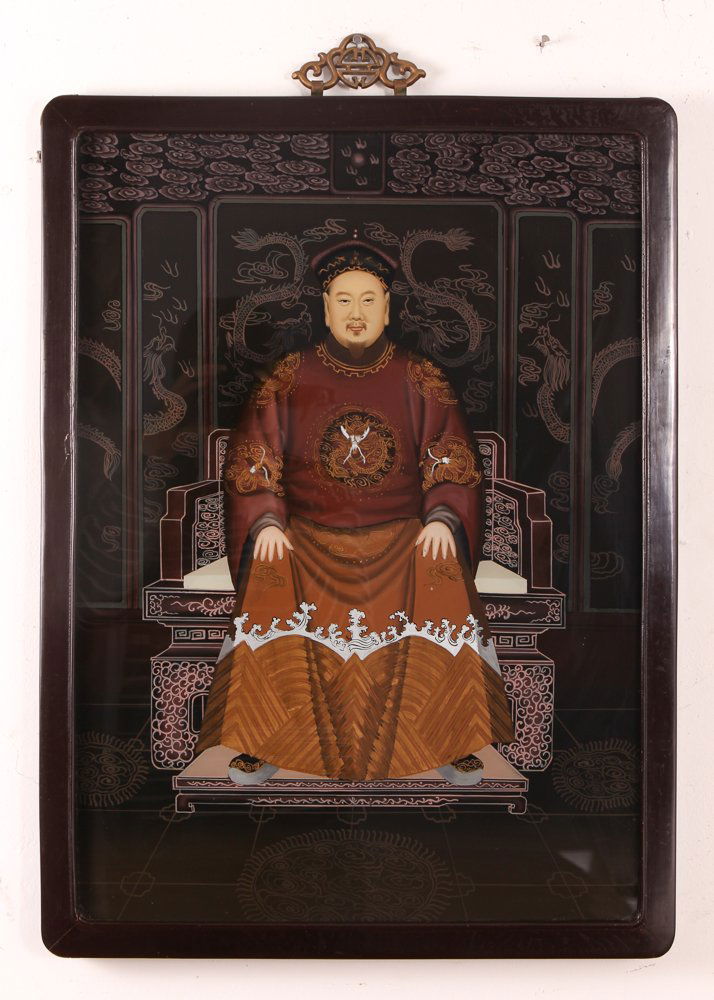 Two Chinese Ancestor Reverse Glass Paintings (1 of 10)