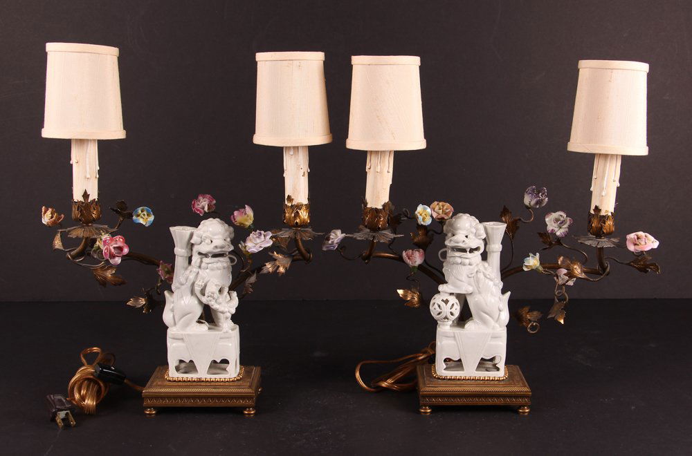 Pair Antique Chinese Blanc de Chine Foo Dogs (1 of 9)