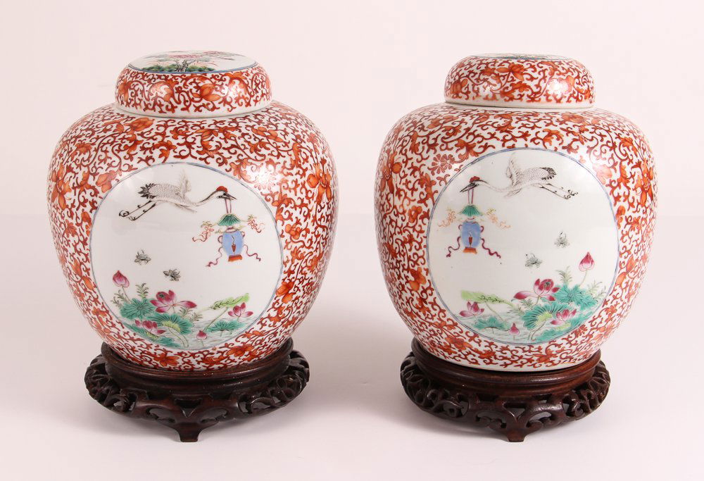 Pair Antique Chinese Ginger Jars (1 of 10)