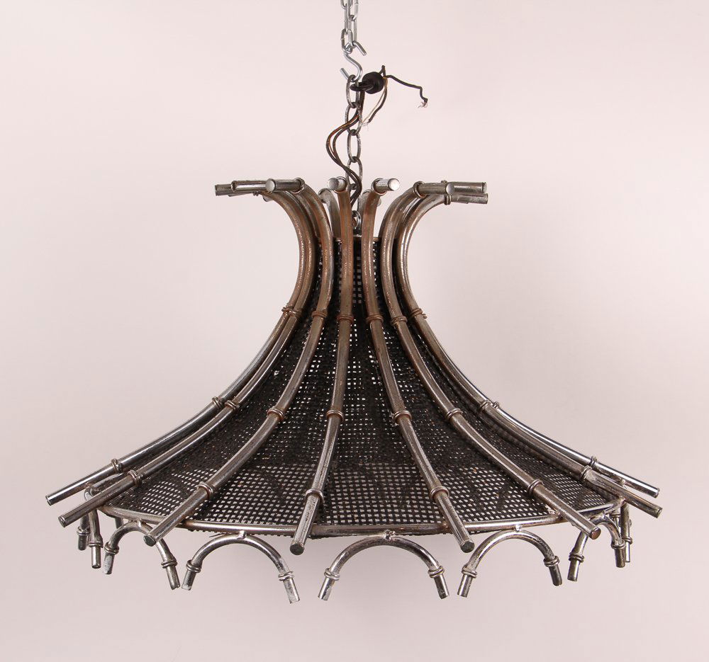 Hollywood Regency Faux Bamboo Style Chandelier (1 of 4)