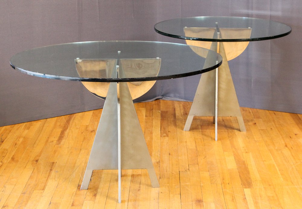 Pair Mid Century Steel and Chrome Tables (1 of 10)