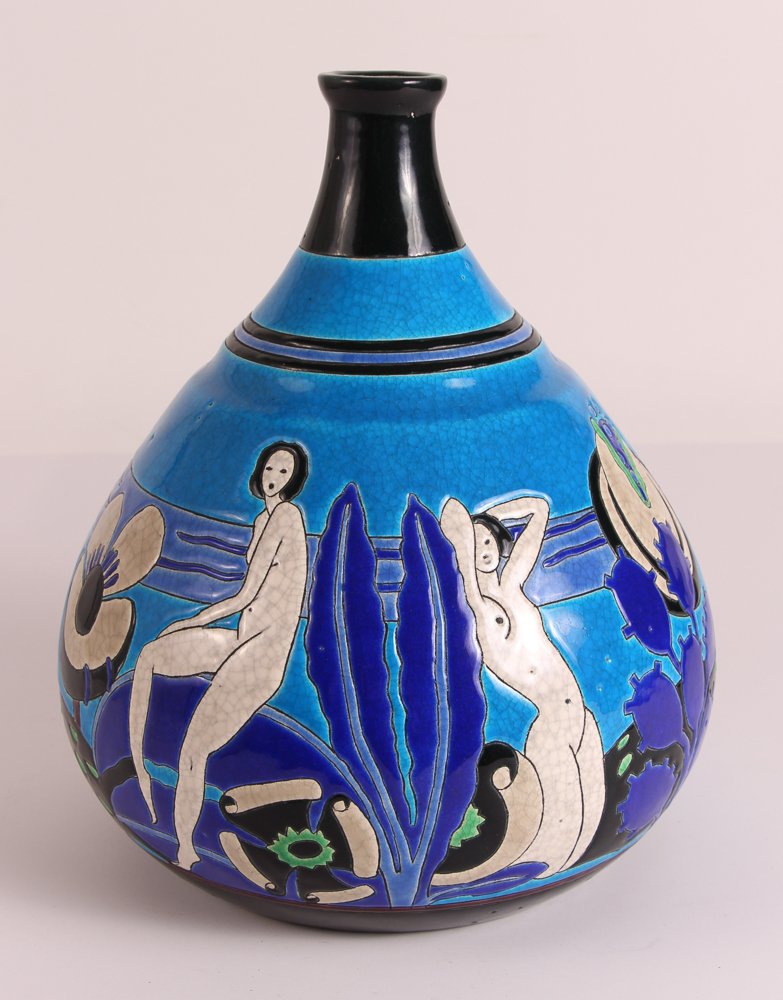 Longwy Art Deco Bathers Vase (1 of 10)