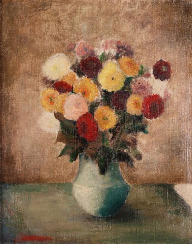 W. Glen Davis 1943 painting "Flowers" (1 of 8)