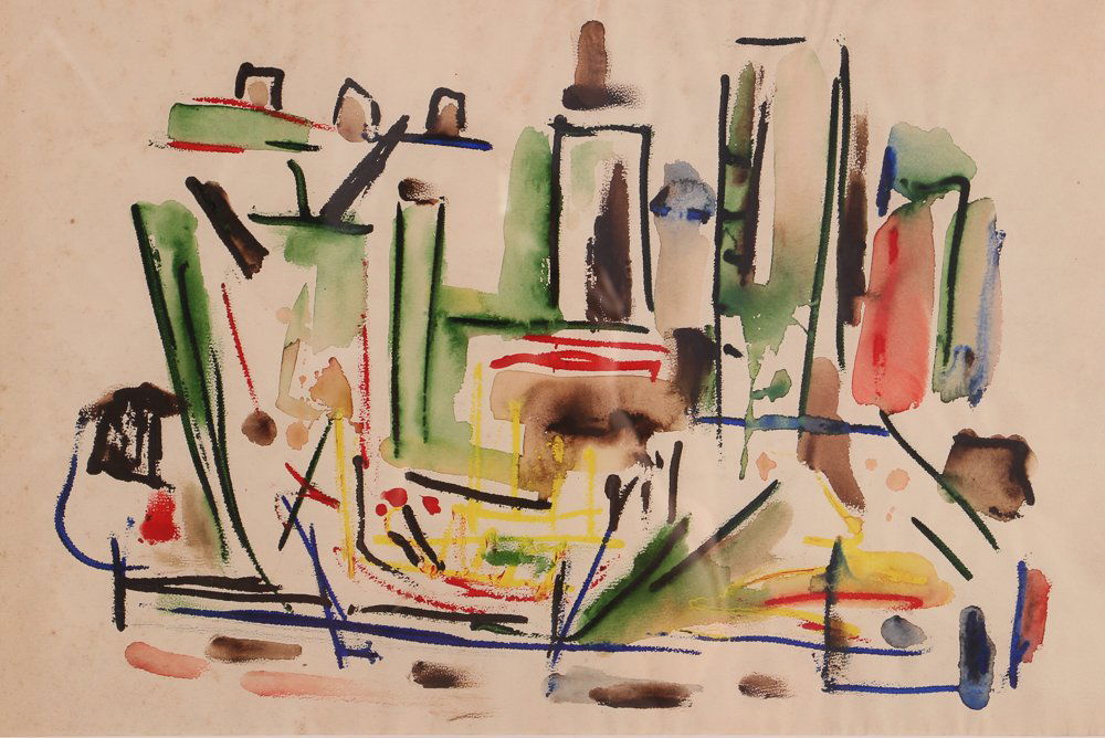 Leonard Lieb 1950's watercolor "Abstracted Landscape" (1 of 7)