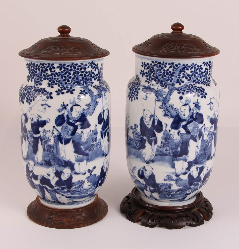 Pair Chinese Blue and White Ceramic Vases (1 of 10)