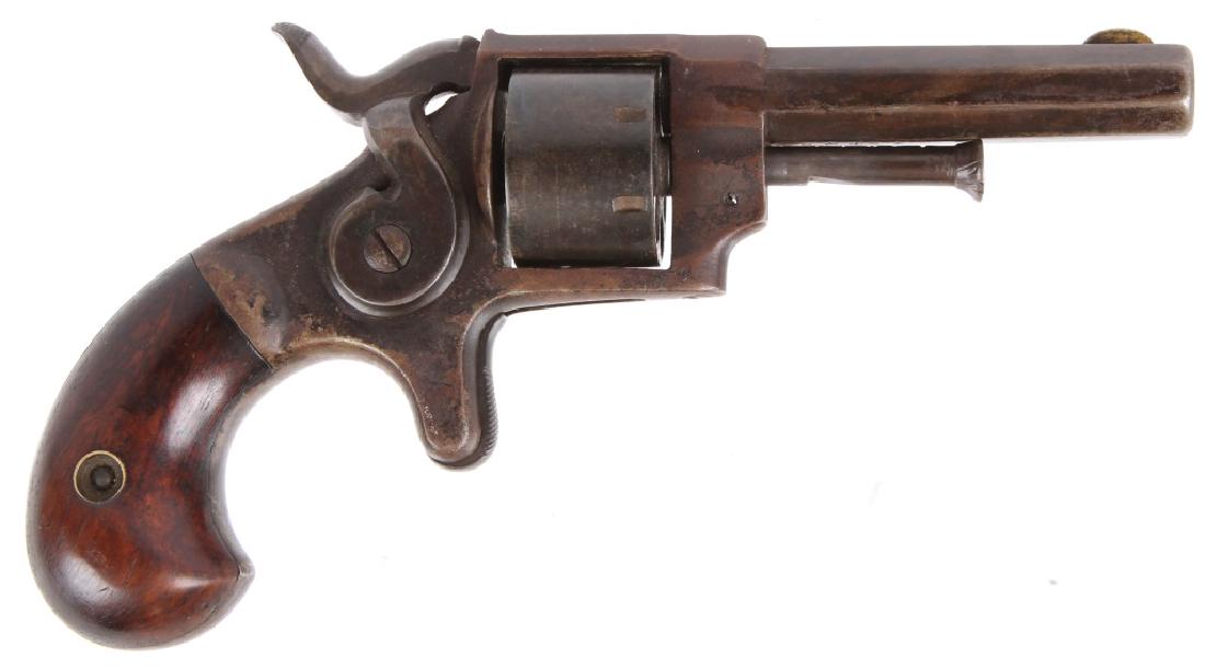 ETHAN ALLEN ANTIQUE REVOLVER: ETHAN ALLEN ANTIQUE REVOLVER Caliber / Gauge: .22 Barrel Length: 2.5" Condition: Very good. Some wear and oxidation. Missing cylinder holder. Hammer does not lock.