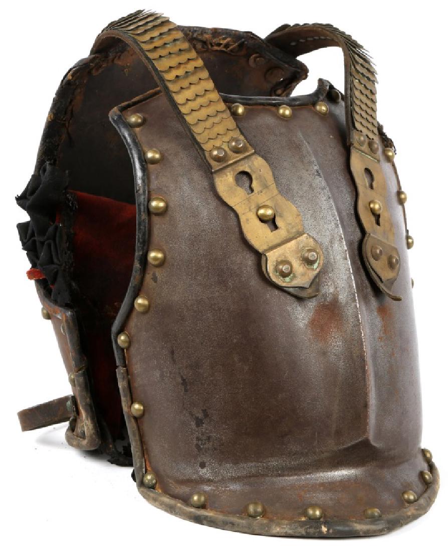 PRUSSIAN LIGHT ARMOR BREASTPLATE AND BACKPLATE: PRUSSIAN LIGHT ARMOR BREASTPLATE AND BACKPLATE 2nd I.G. 2nd IG 2 E 48 Stamped on cloth.