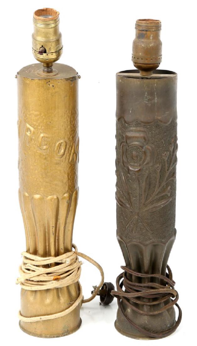 ENGRAVED SHELL ART LAMP LOT OF 2: ENGRAVED SHELL ART LAMP LOT OF 2 "Argonne 1918"