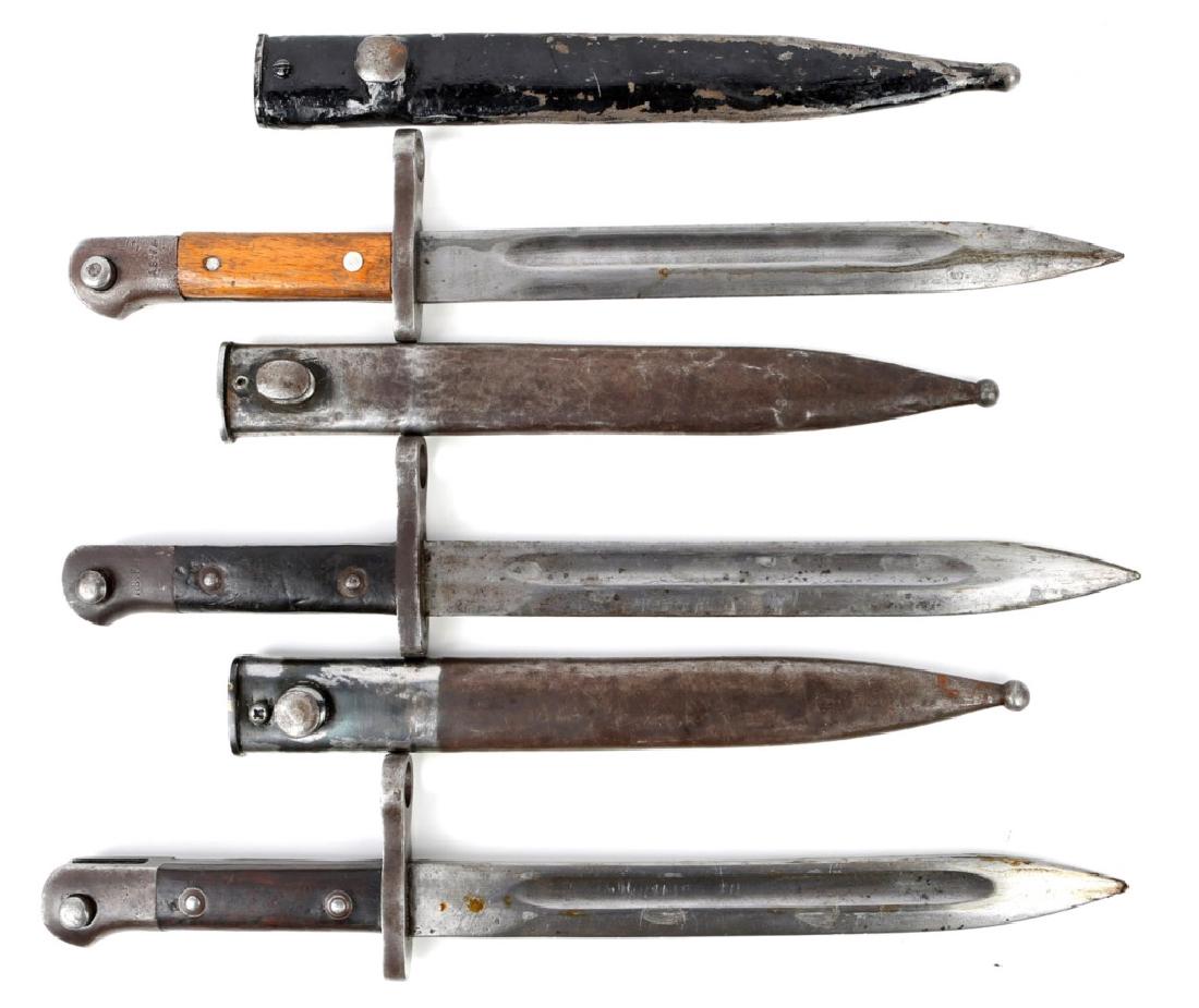 TURKISH M1935 MAUSER BAYONET LOT OF 3: TURKISH M1935 MAUSER BAYONET LOT OF 3 With scabbard. Blade Length: 9.5" Overall Length: 14.5"