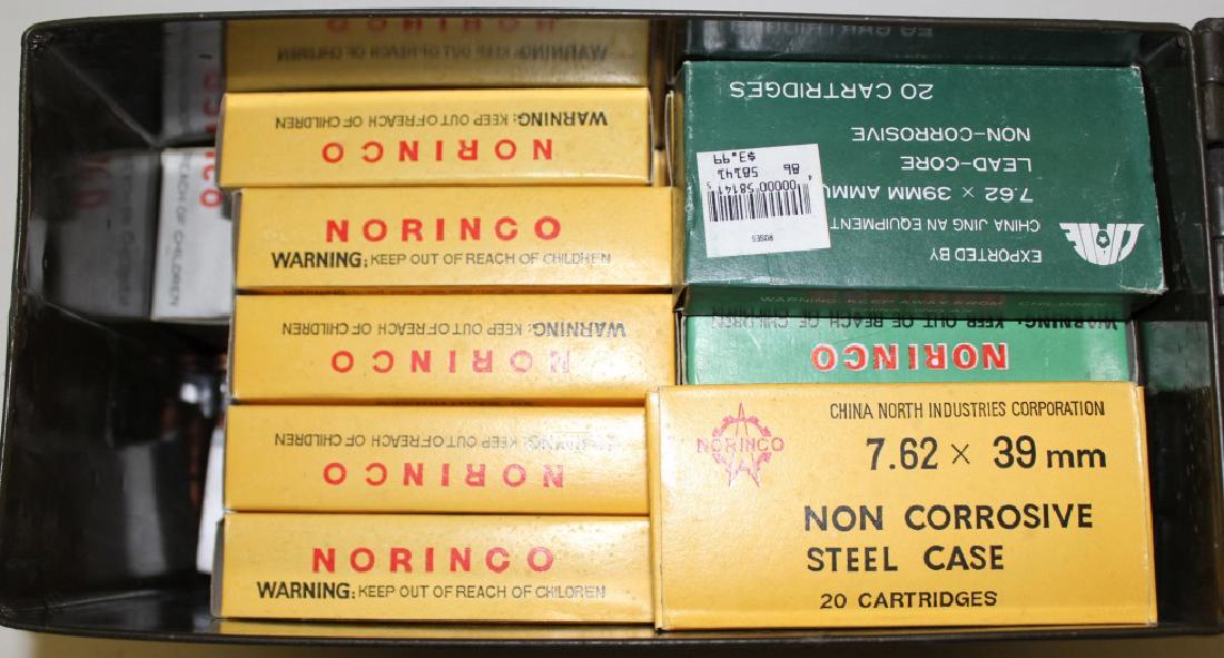 APPROXIMATELY 450 ROUNDS NORINCO 7.62X39 AMMO: APPROXIMATELY 450 ROUNDS NORINCO 7.62X39 AMMO Approximately 450 rounds Norinco 7.62x39 ammunition. Steel case non-corrosive. Boxes of 20 with a few loose rounds in steel ammo can. Caliber / Gauge: 7.6