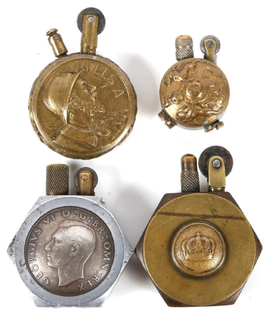 BRITISH AND FRENCH TRENCH LIGHTER LOT OF 4: BRITISH AND FRENCH TRENCH LIGHTER LOT OF 4