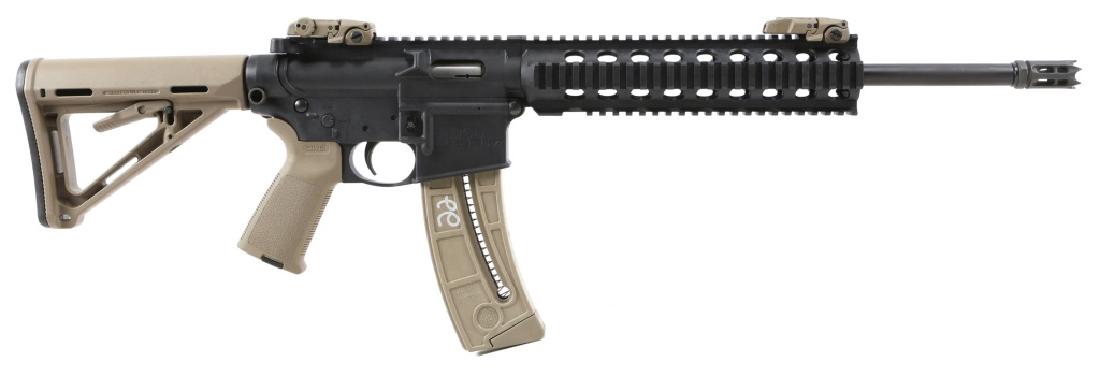 SMITH & WESSON M&P 15-22 RIFLE 22 LR: SMITH & WESSON M&P 15-22 RIFLE 22 LR Magpul MOE grip and butt stock. Model: M&P 15-22 Caliber / Gauge: .22 Barrel Length: 18" Serial Number: DZL7465