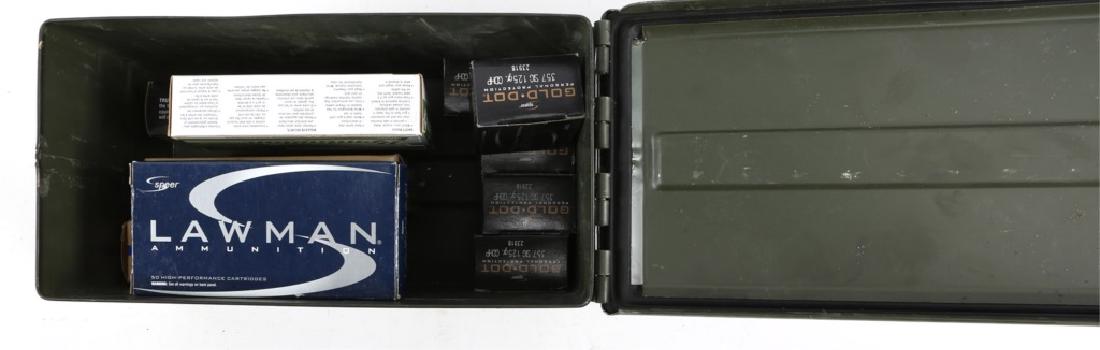 AMMO CAN 357 SIG ASSORTED AMMO 350 ROUNDS: AMMO CAN 357 SIG ASSORTED AMMO 350 ROUNDS 5-20 rd boxes of Speer 125 gr GDHP. 1-50 rd box Winchester 125 gr SXT. 1-50 rd box Remington 125 gr MC. 2-50 rd boxes Speer 125 gr GDHP. 1-50rd box Speer Lawm