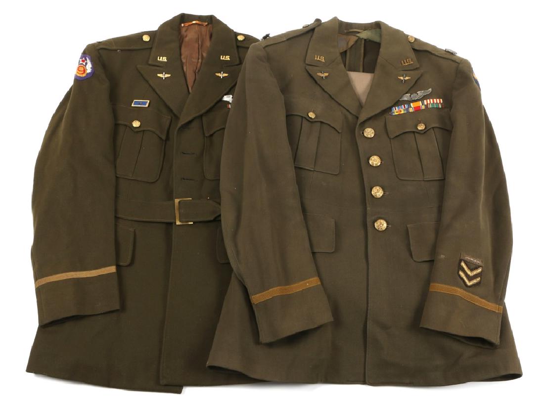 WWII US ARMY AIR FORCE OFFICER UNIFORM LOT OF 2: WWII US ARMY AIR FORCE OFFICER UNIFORM LOT OF 2 WWII AAF officer uniform lot of 2. 9th air force Bombardier. Lt Colonel pilot tunic and pants.