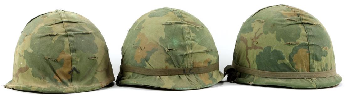 VIETNAM ERA US M1 COMBAT HELMET LOT OF 3: VIETNAM ERA US M1 COMBAT HELMET LOT OF 3 Complete with liners and Mitchell cover