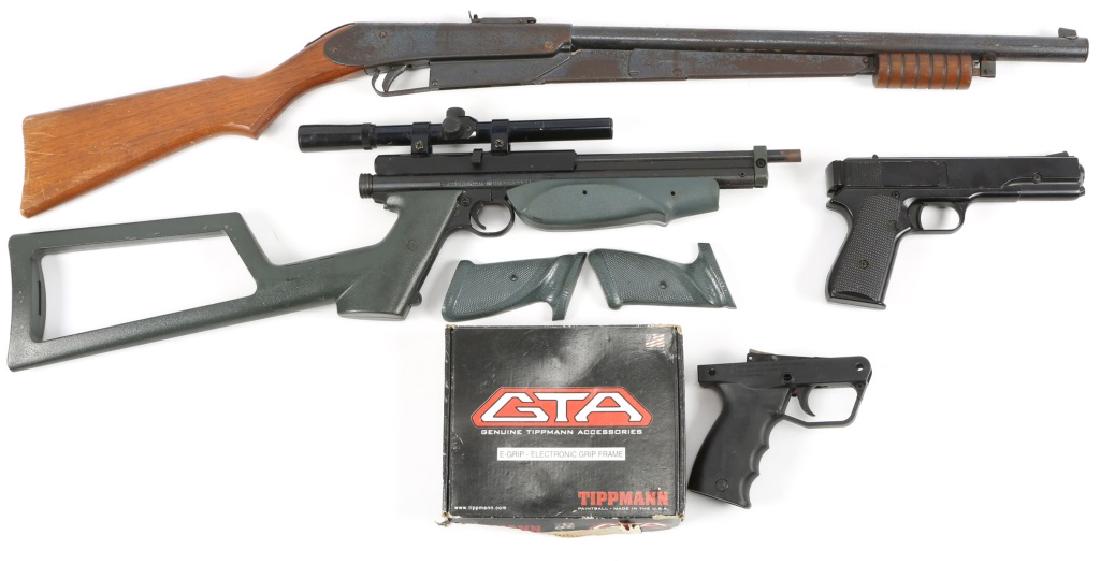 PELLET GUN LOT OF 3: PELLET GUN LOT OF 3 1) Daisy No. 25 BB rifle. 1) Marksman Repeater pellet pistol. 1) Crossman Backpacker Model 1389 pellet rifle with scope. 1) Tippmann E-Grip Electronic paintball grip frame. Caliber